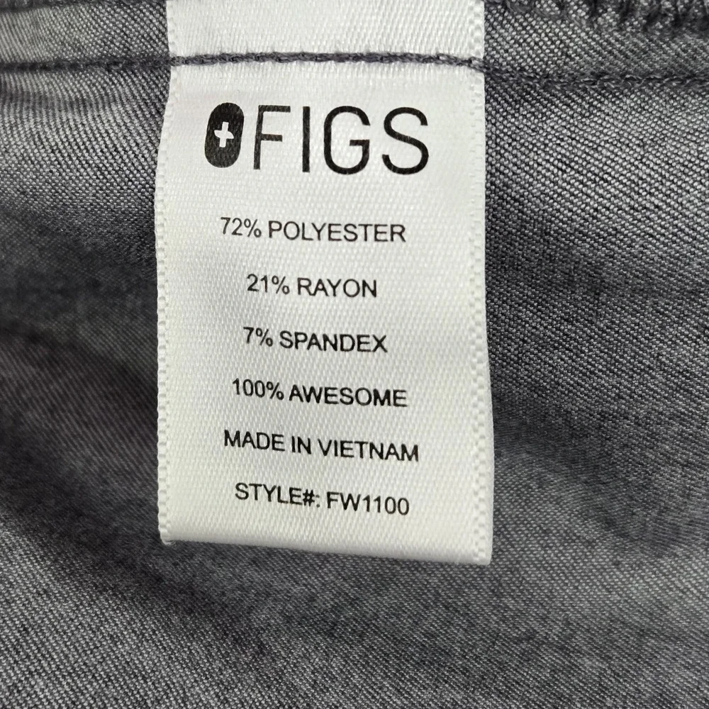 FIGS Women Scrub Top XXS‎ Gray PO#1568 Short Sleeve